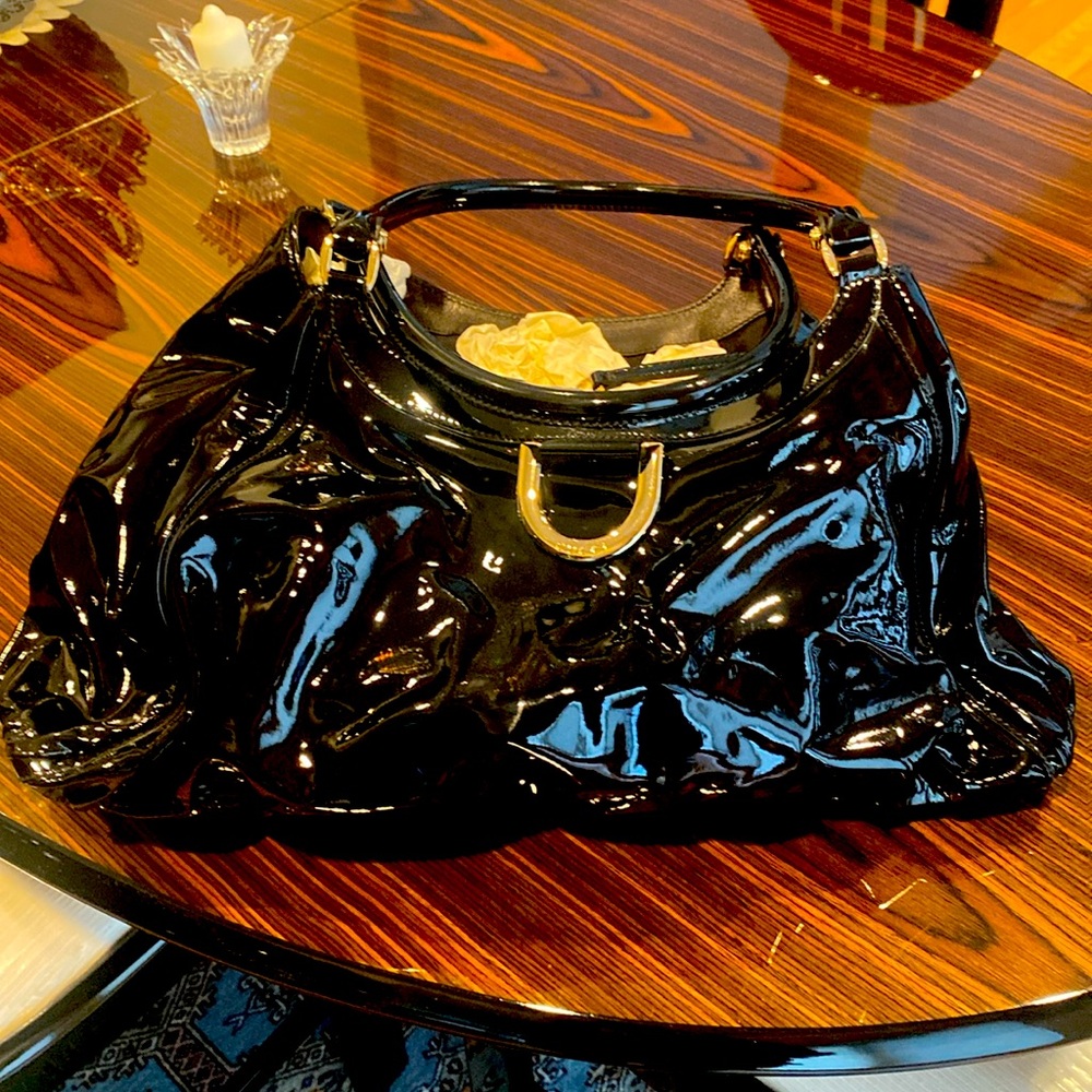Gucci Patent Large Abbey Black Bag/ Tote BN